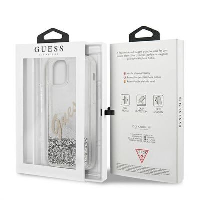 9. Guess GUHCP12LGLVSSI iPhone 12 Pro Max 6,7" Silber/Silber Hardcase Glitter Vintage Script