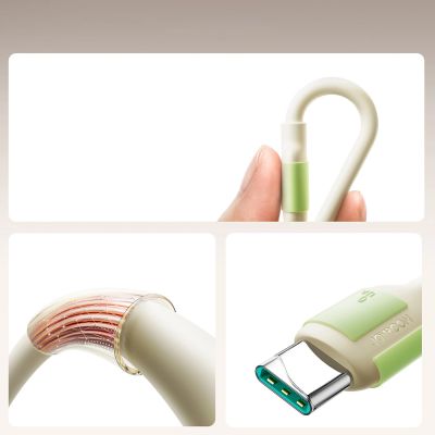 2. Joyroom S-A53 3A USB-A - USB-C Kabel mit fluoreszierender Spitze 1,2 m - Beige