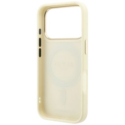 7. Guess Ring Stand 360 Grained Classic Logo MagSafe Hülle für iPhone 18 Pro Max / 17 Pro Max - beige