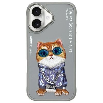 Nimmy Glasses Cool Cat iPhone 16 Hülle - Grau