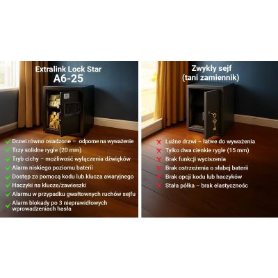 5. Extralink Lock Star A6-25 | Elektronischer Tresor | Zahlenschloss