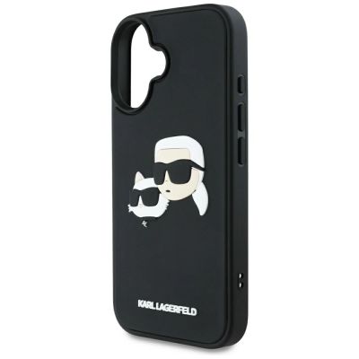 6. Karl Lagerfeld HC 3D Rubber Double Heads iPhone 16 Hülle - Schwarz