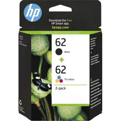 HP Tintenpatronen-Set HP 62, HP62=N9J71AE, inklusive Schwarz und Farbe, C2P204A+C2P206AE