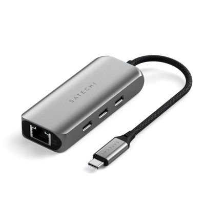 8. Satechi 4-in-1 USB-C Hub – Hub für mobile USB-C-Geräte (3x USB-C 3.2 Gen2 10 Gbit/s, 2,5-Gigabit-Ethernet) (Space Grau)