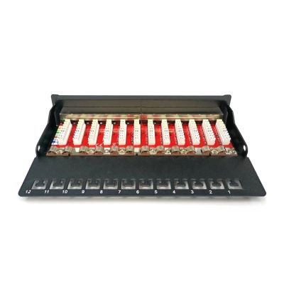 3. Digitus Desktop-Patchpanel 12x RJ45, LSA-Level, Cat.6A, geschirmt, schwarz, Kabelführung