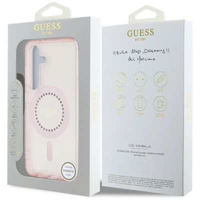 8. Guess Strass-bedruckte MagSafe-Hülle für Samsung Galaxy S25, Pink