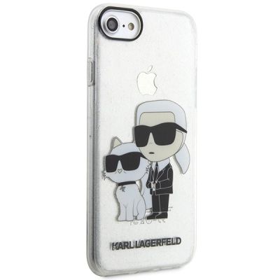 6. Karl Lagerfeld KLHCI8HNKCTGT iPhone 7/8/ SE 2020 / SE 2022 transparente Hartschale Gliter Karl&Choupette