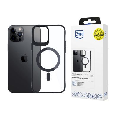 3mk Satin Armor MagCase Hülle mit MagSafe für iPhone 12 Pro Max – transparent mit schwarzem Rahmen