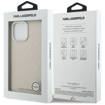 8. Karl Lagerfeld FW Stamped Karl MagSafe Hülle für iPhone 16 Pro – Beige