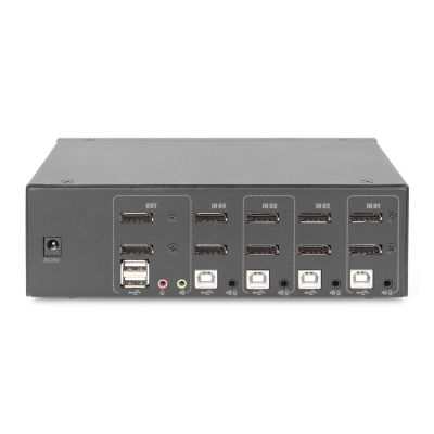 4. KVM-Switch, 4 Ports, 4K 60Hz, 8x DP IN, 2x DP OUT, 2x USB A, 2x Audio IN & OUT