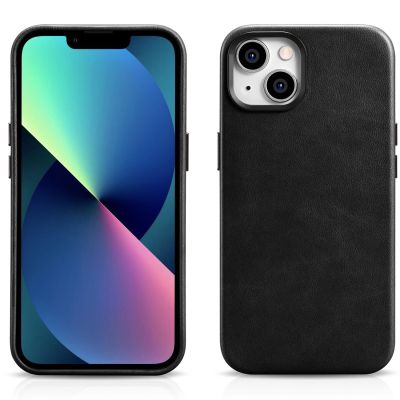 14. iCarer Oil Wax Premium Ledertasche iPhone 14 Plus Magnetische Ledertasche mit MagSafe Schwarz (WMI14220703-BK)