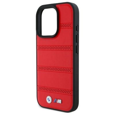5. BMW M Perforated And Stitched Line MagSafe-Hülle für iPhone 16 Pro Max – rot