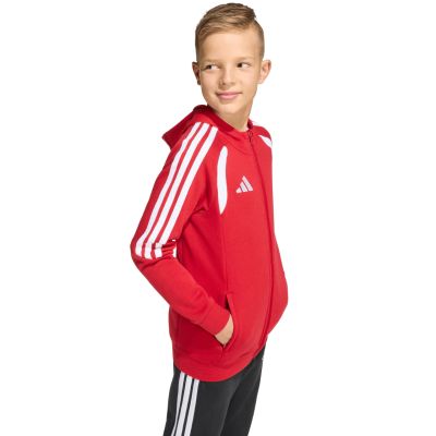 6. adidas Tiro 26 League Sweatshirt-Kapuzenpullover mit durchgehendem Reißverschluss für Kinder, Rot, KF9101