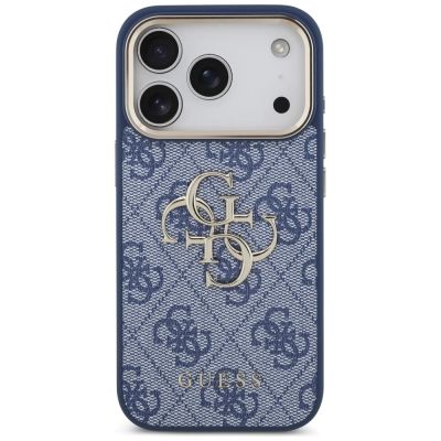 3. Guess 4G Big 4G Classic Logo Hülle für iPhone 18 Pro / 17 Pro – Blau und Gold