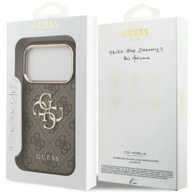 8. Guess 4G Big 4G Classic Logo Hülle für iPhone 17 Pro / 18 Pro – Braun und Gold