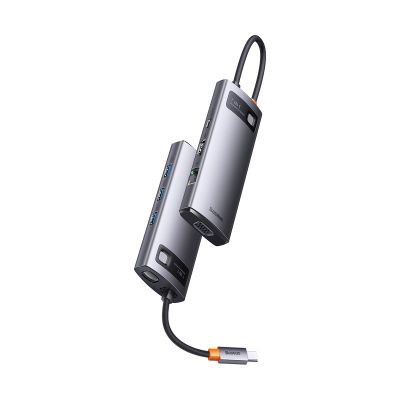 25. Baseus Metal Gleam Series HUB 7-in-1 Dockingstation USB Typ C - 1 x HDMI / 1 x VGA / 3 x USB 3.2 Gen. 1 / 1 x Power Delivery / 1 x RJ-45 Ethernet grau (WKWG040013)