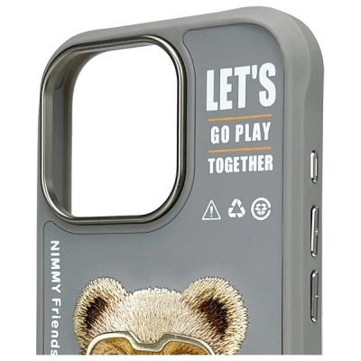 3. Nimmy Cool&Cute 2.0 Bear Case für iPhone 16 Pro - Grau