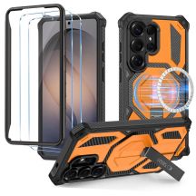 Tech-Protect MagBlast MagSafe Hülle + 2er-Pack Schutzglas für Samsung Galaxy S26 Ultra – Schwarz und Orange