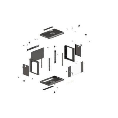 12. LANBERG Wandregalschrank 19" 9U 540x350 Schwarze Glastür (Flachverpackung)