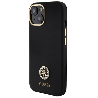 2. Guess Silicone Logo Strass 4G Case für iPhone 15 - Schwarz