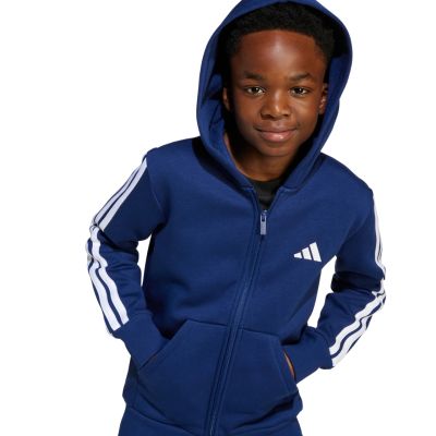 6. adidas Essentials Sweatshirt mit durchgehendem Reißverschluss, marineblau, Kinder, JY4980