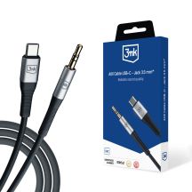 3mk AUX-Miniklinkenkabel (3,5 mm) / USB-C-Kabel – silber