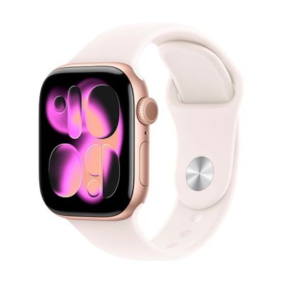3. Apple Watch Series 11 (2025) GPS 42 mm Gehäuse aus roségoldenem Aluminium mit Sportarmband S/M – Hellrosa