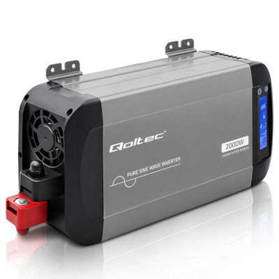 7. Qoltec Sinus-Spannungswandler | 12 V auf 230 V | 1000/2000 W | LCD | USB | USB-C | Kompatibel mit LiFePO4-, GEL- und AGM-Akkus