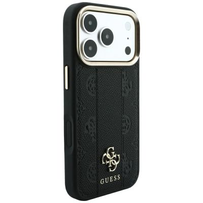 4. Guess Stripe Peony 4G Logo MagSafe Hülle für iPhone 17 Pro / 18 Pro - Schwarz