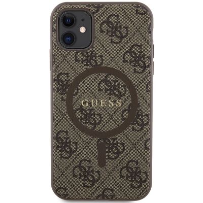 3. Guess GUHMN61G4GFRW iPhone 11 6,1" / Xr braun/braunes Hardcase 4G Collection Leder Metall Logo MagSafe