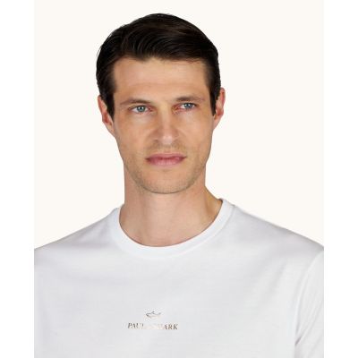 3. Paul&Shark Herren-T-Shirt aus Baumwolle, Weiß und Gold, 99311008-10E – Klassischer Schnitt, Logo