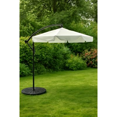 3. Extralink Black Forest Gartenschirm mit Seitenteilen, großer 3 m beiger Freiarmschirm für Terrasse und Garten mit sechseckiger Halterung, beige, schwarz