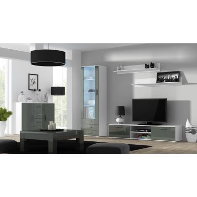 8. TV-Schrank SOHO 180 weiß/grau glänzend
