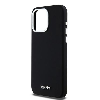 6. DKNY Flüssigsilikon-Hülle mit kleinem Metalllogo und MagSafe-Funktion für iPhone 15 Pro Max – Schwarz