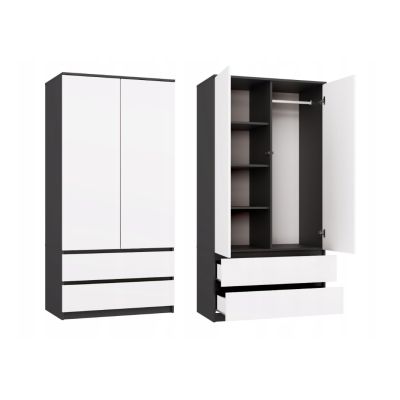 6. MALWA KLEIDERSCHRANK SS-90 ANTHRAZIT / WEISS SET