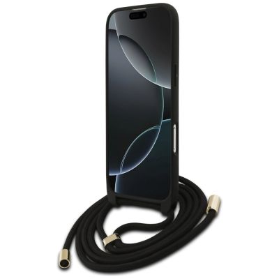 4. Guess 4G Big Logo Cord Strap Crossbody Case für iPhone Air - Schwarz