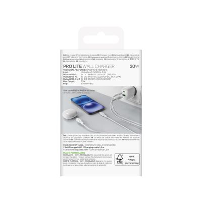 3. Puro PROLITE 20W USB-A / USB-C Wandladegerät + USB-C - USB-C Kabel 1,2m - weiß