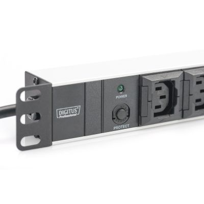 4. Digitus PDU 19" Rackmount-Steckdosenleiste, 10 x C13-Steckdosen, 2,0 m, 1 x C14-Stecker, 10 A, Überlastschutz, Aluminiumprofil