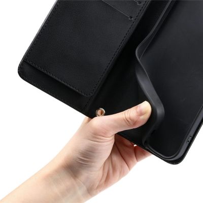 9. Samsung Galaxy A37 5G Leder-Wallet-Case mit Ständer und Schultergurt – Schwarz