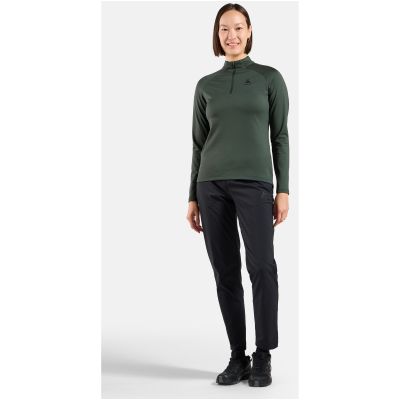 Damen-Sweatshirt ohne Kapuze ODLO Mid Layer 1/2 Zip ESSENTIAL LIGHT, grün
