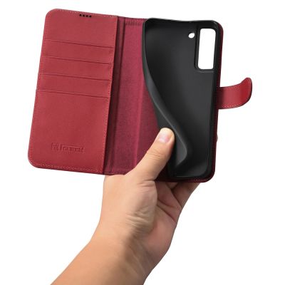 10. iCarer Haitang Leder Wallet Case Ledertasche für Samsung Galaxy S22+ (S22 Plus) Wallet Gehäuse Cover Rot (AKSM05RD)