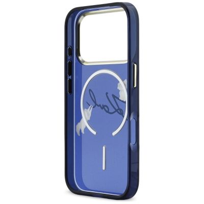 7. Karl Lagerfeld IML Choupettes Karl Script Logo MagSafe Hülle für iPhone 17 Pro - Blau