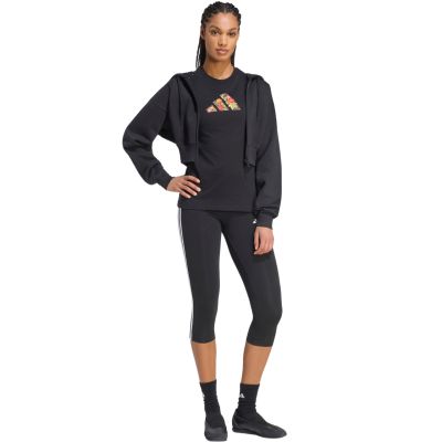 6. adidas Damen-T-Shirt mit Blumenmuster, Schwarz, KT2766
