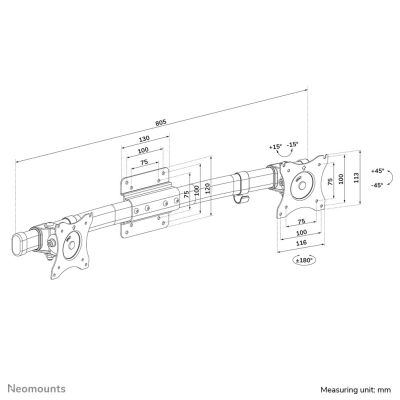 10. Neomounts FPMA-CB100BLACK Monitorhalterung/Ständer 68,6 cm (27") Wandmontage Schwarz