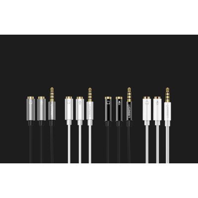 9. Ugreen Kabel Kabel Kopfhörer Splitter 3,5 mm Miniklinke AUX Mikrofon 20cm (Mikrofon + Stereoausgang) Silber (30619)