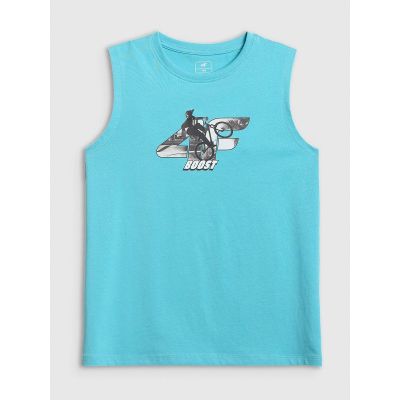5. Ärmelloses, normales T-Shirt mit Aufdruck für Jungen, Größe 4F 4FJRSS26TSLEM354-047S