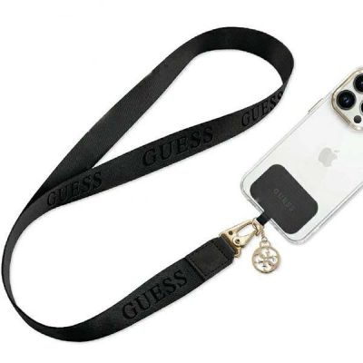 2. Guess CBDY Nylon-Ketten-Handy-Lanyard – Schwarz