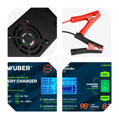 4. Mikroprozessorgesteuertes Autobatterieladegerät 10A 6-150 Ah 2-24 V W14018 WUBER