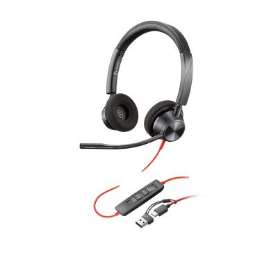 15. Poly Blackwire 3320 Stereo-USB-Headset + USB-C/A-Adapter 8X219AA