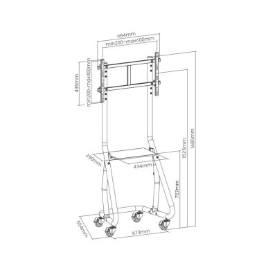 10. Flachbildschirm-/Videokonferenzwagen – Besonders robust – Abschließbar – Kunststoff, Edelstahl, Aluminium – Bildschirmgröße: 94–203 cm (37–80 Zoll)